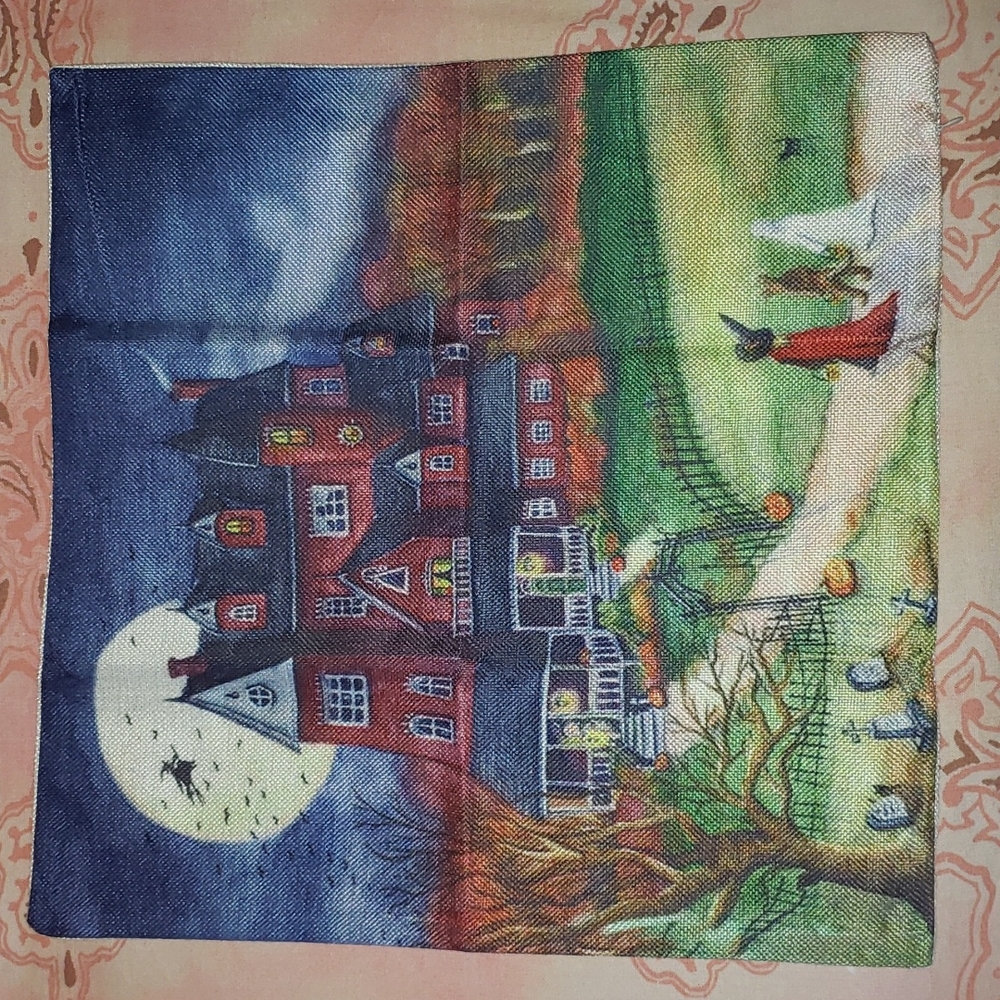 Haunted House Pillow Cover. Halloween. Trick-or-treat - Picture 2 of 13